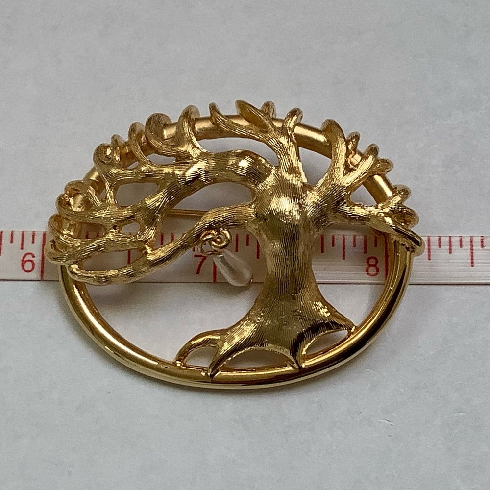 Tree of Life Brooch with Dangling Faux Pearl - Picture 5 of 5